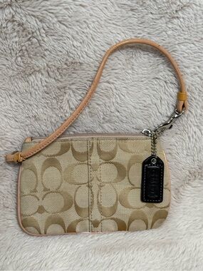 Coach Signature Canvas Wristlet | Mini Pouch Bag With Hangtag